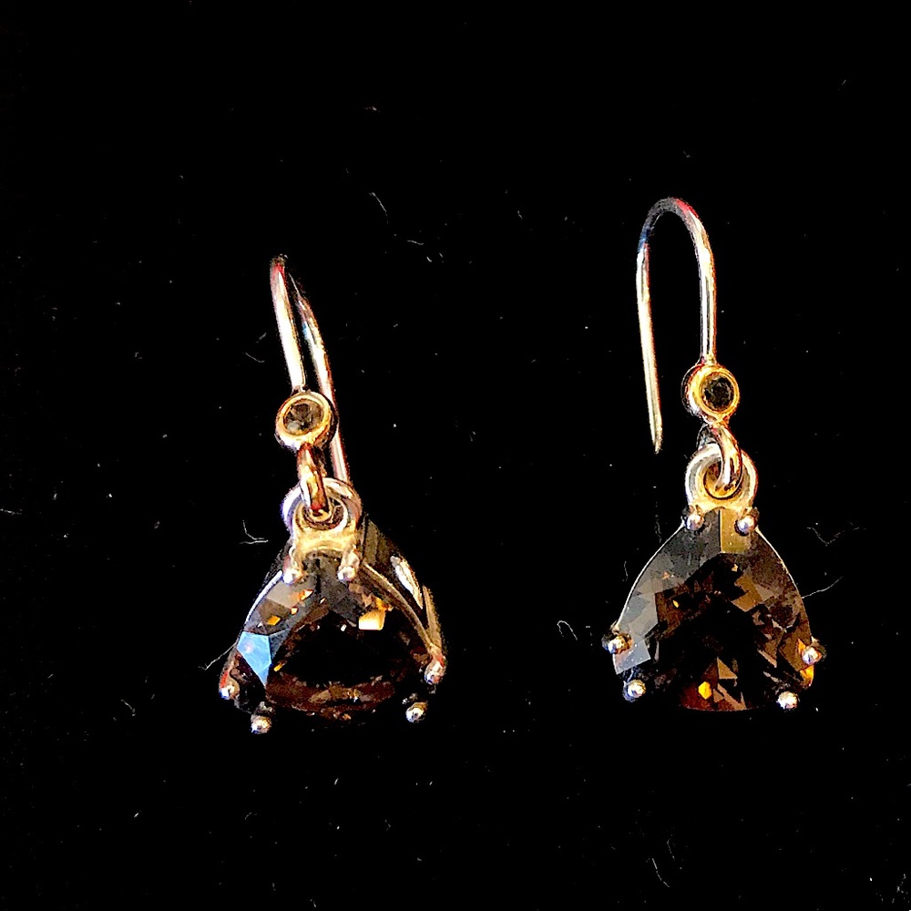 PANDORA Smoky topaz earrings w hearts setting